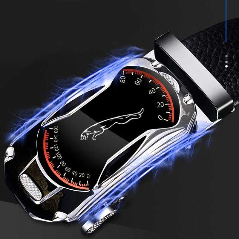 Cinto Masculino Jaguar de Couro com Fivela Automática