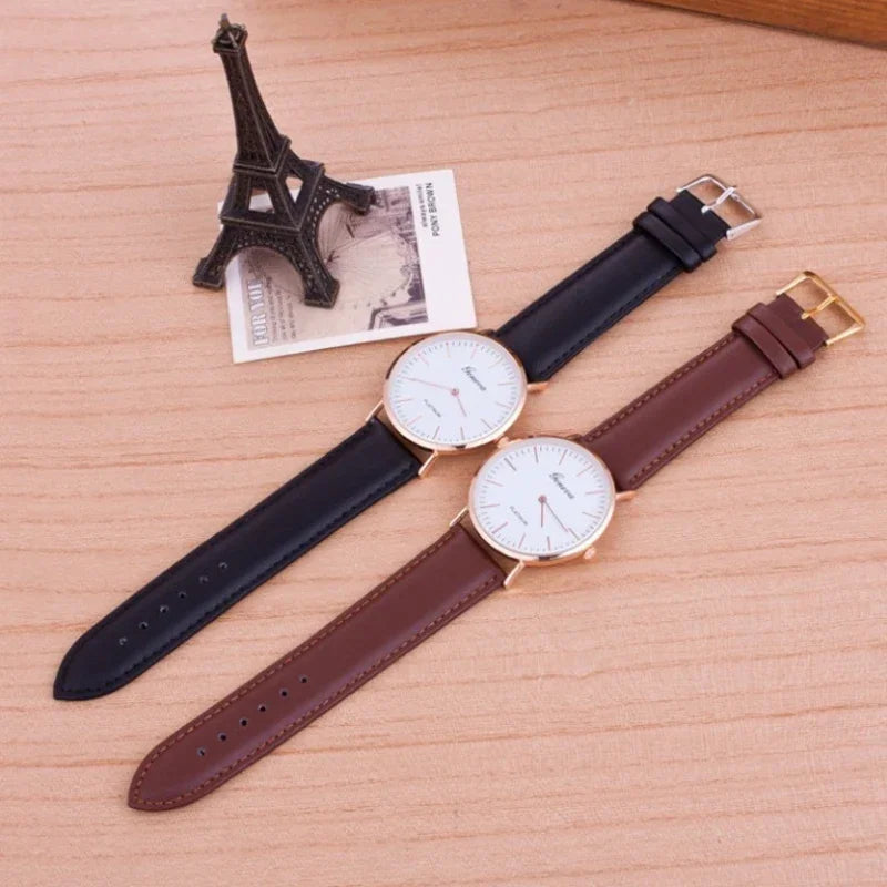 Relógio Masculino Casual Ultra Fino em Couro