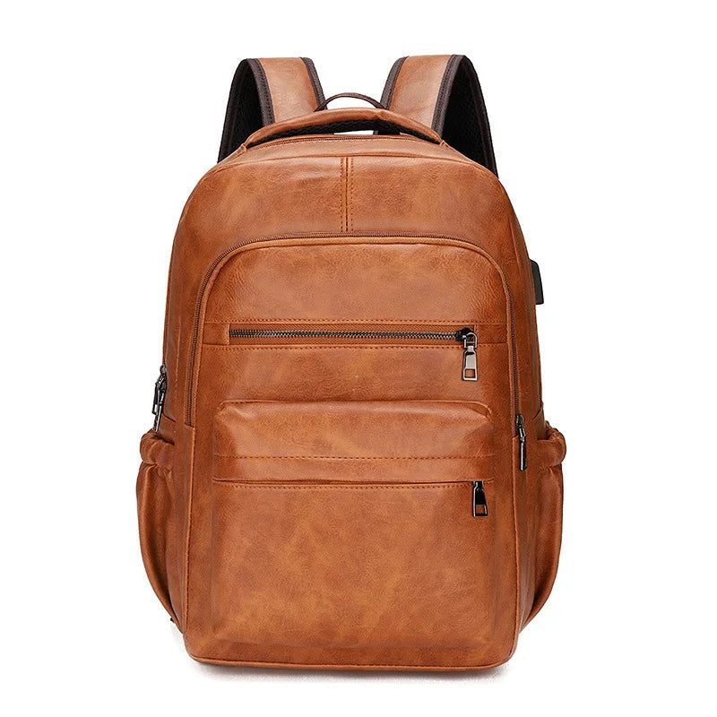 Mochila de Couro Masculina Romenzi RZ072 - Resistente à Água, com USB e Antifurto