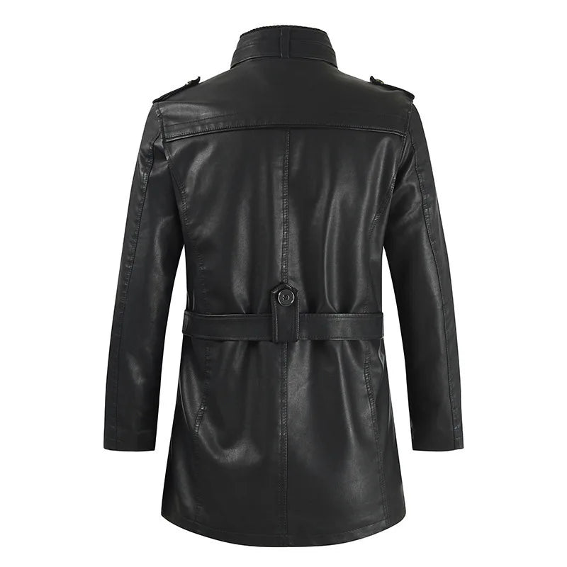 Jaqueta Longa de Couro Masculina