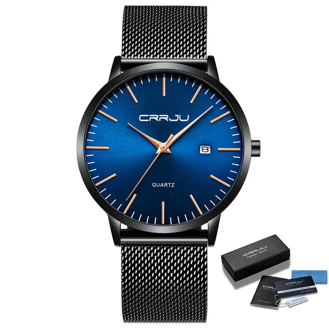Relógio Masculino Ultra Fino CRRJU à Prova D'Água