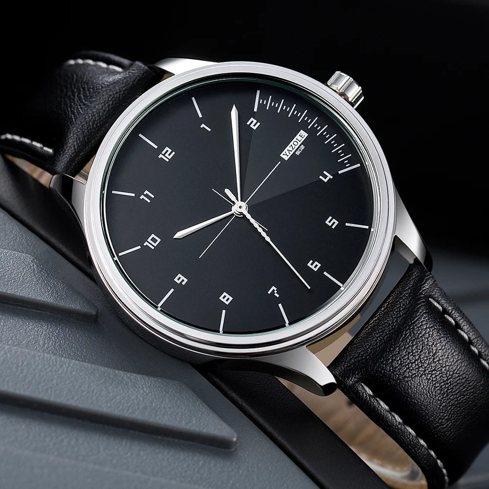 Relógio Masculino de Couro Yazole - Elegância e Estilo