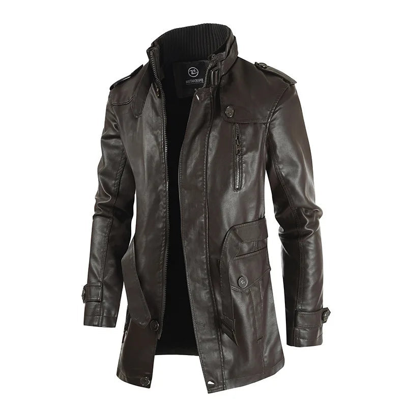 Jaqueta Longa de Couro Masculina