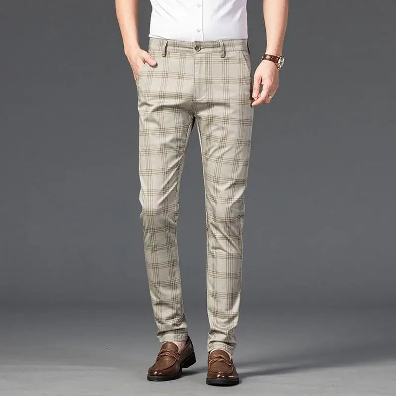 Calça Casual Masculina Xadrez Listrada