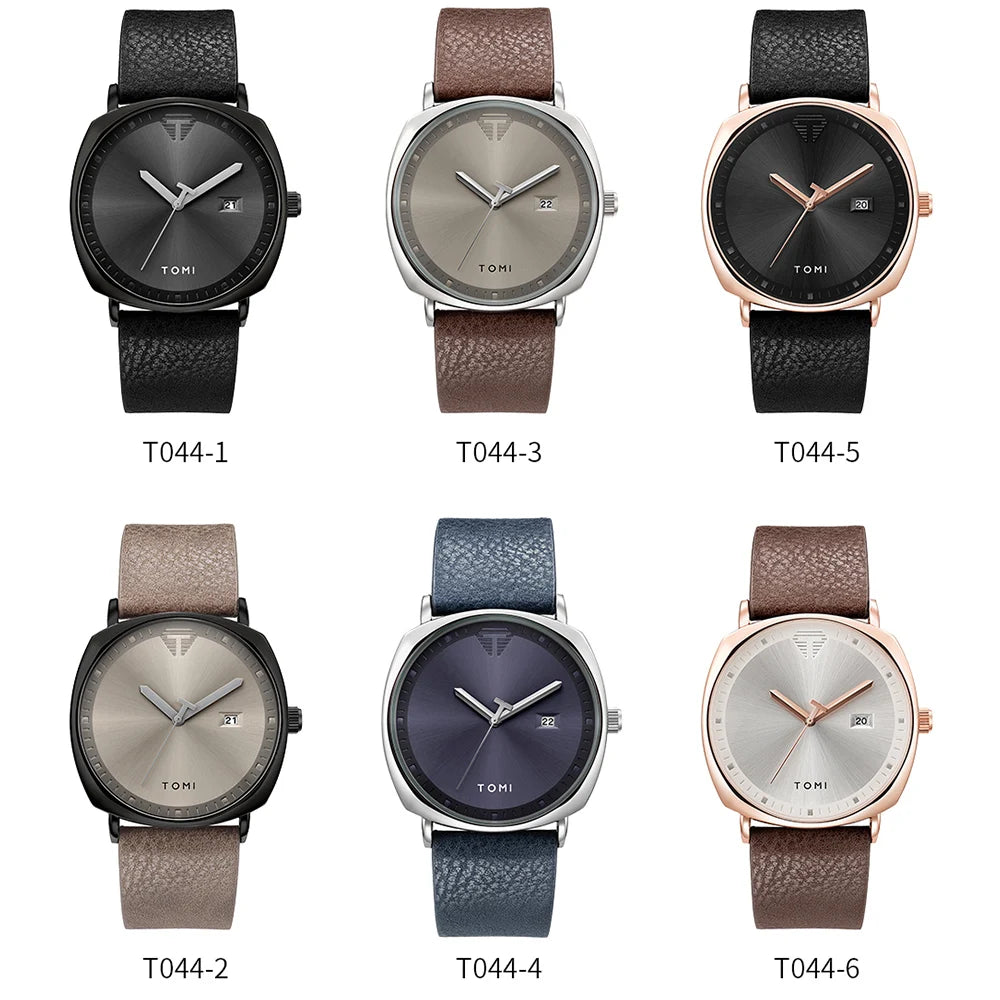 Relógio Masculino de Quartzo com Pulseira de Couro e Calendário