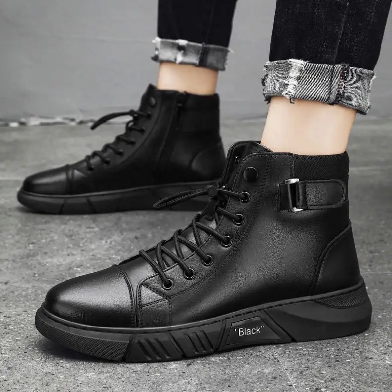 Bota de Couro Masculina Romenzi Black RZ280