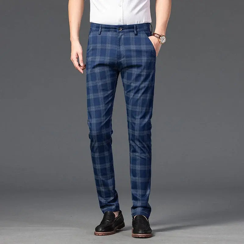 Calça Casual Masculina Xadrez Listrada