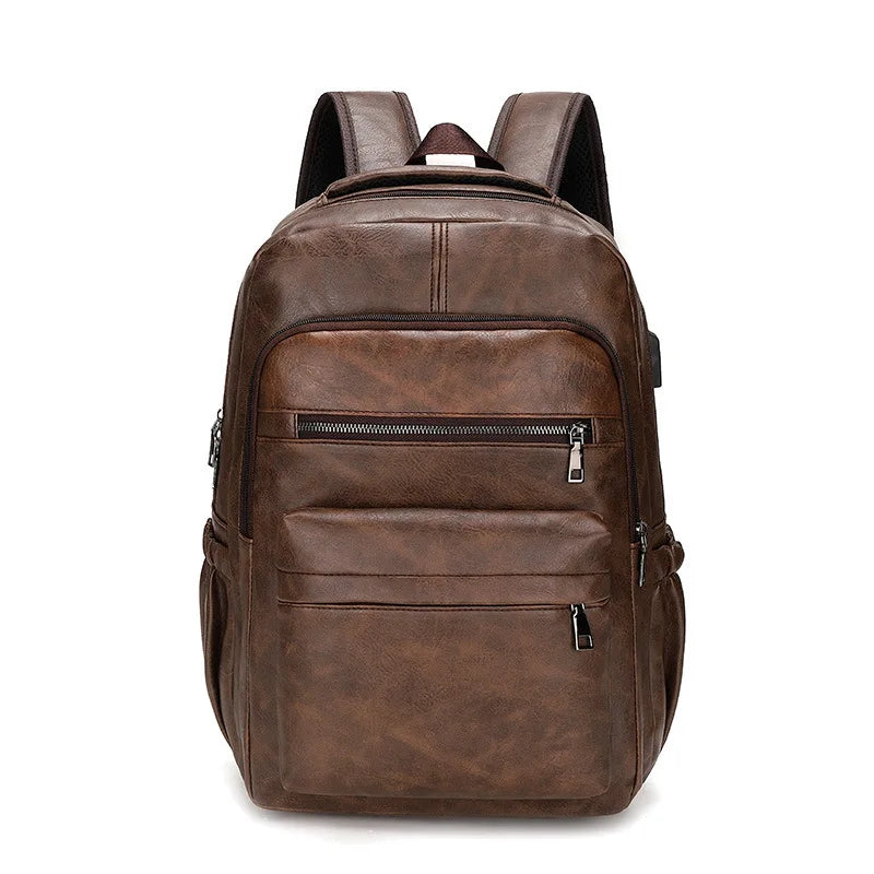 Mochila de Couro Masculina Romenzi RZ072 - Resistente à Água, com USB e Antifurto