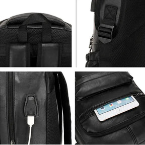 Mochila de Couro Masculina Romenzi RZ072 - Resistente à Água, com USB e Antifurto