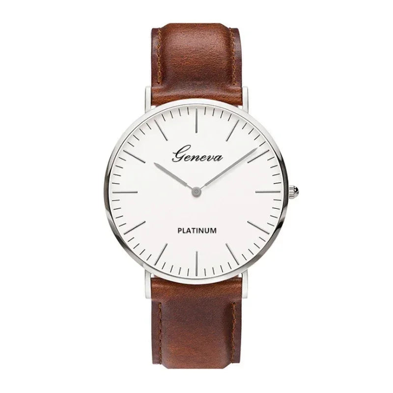 Relógio Masculino Casual Ultra Fino em Couro