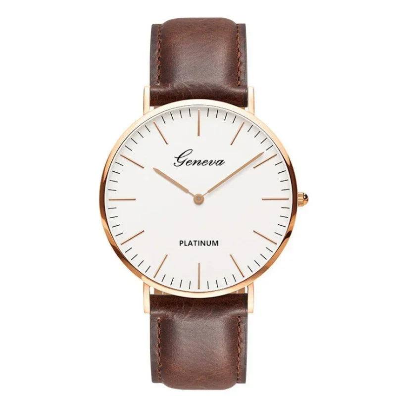 Relógio Masculino Casual Ultra Fino em Couro