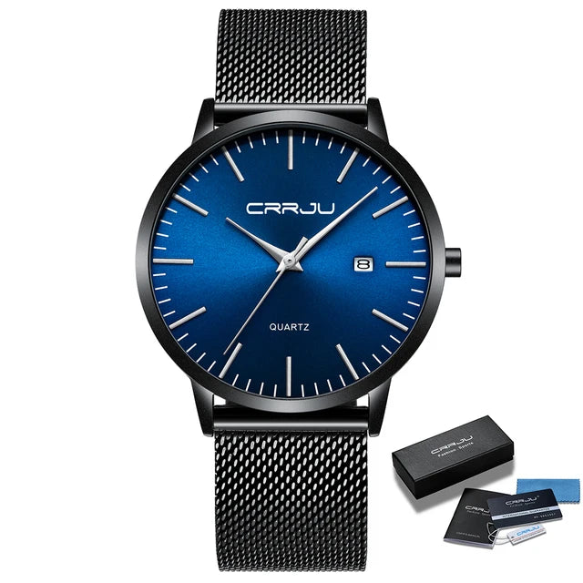Relógio Masculino Ultra Fino CRRJU à Prova D'Água