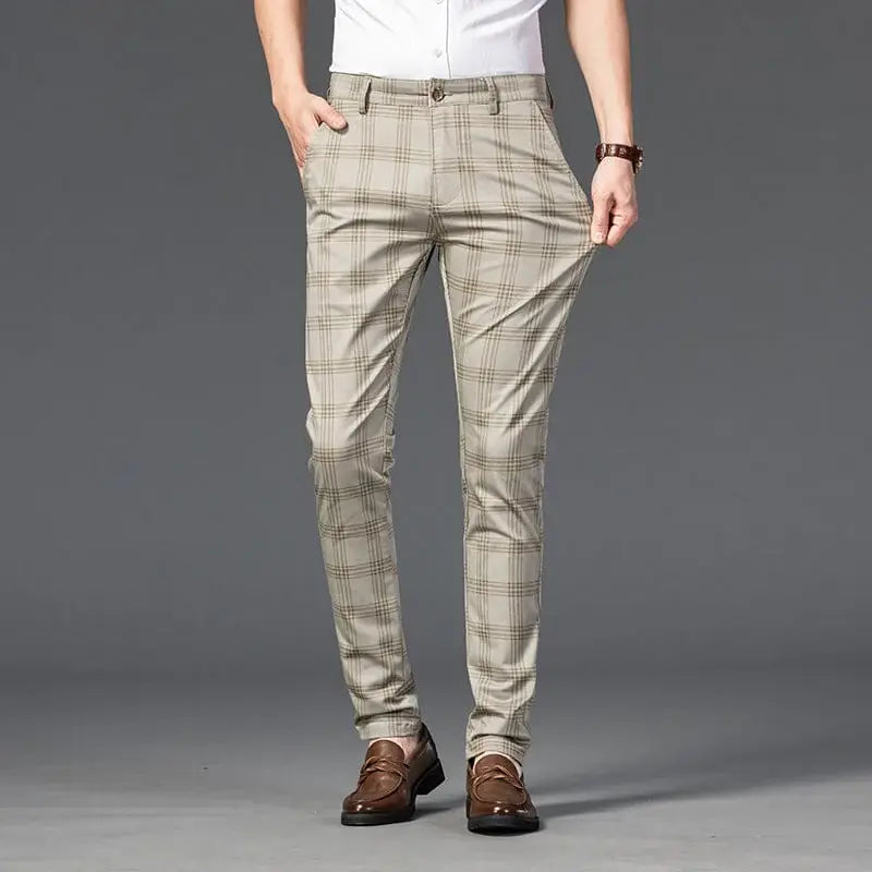 Calça Casual Masculina Xadrez Listrada