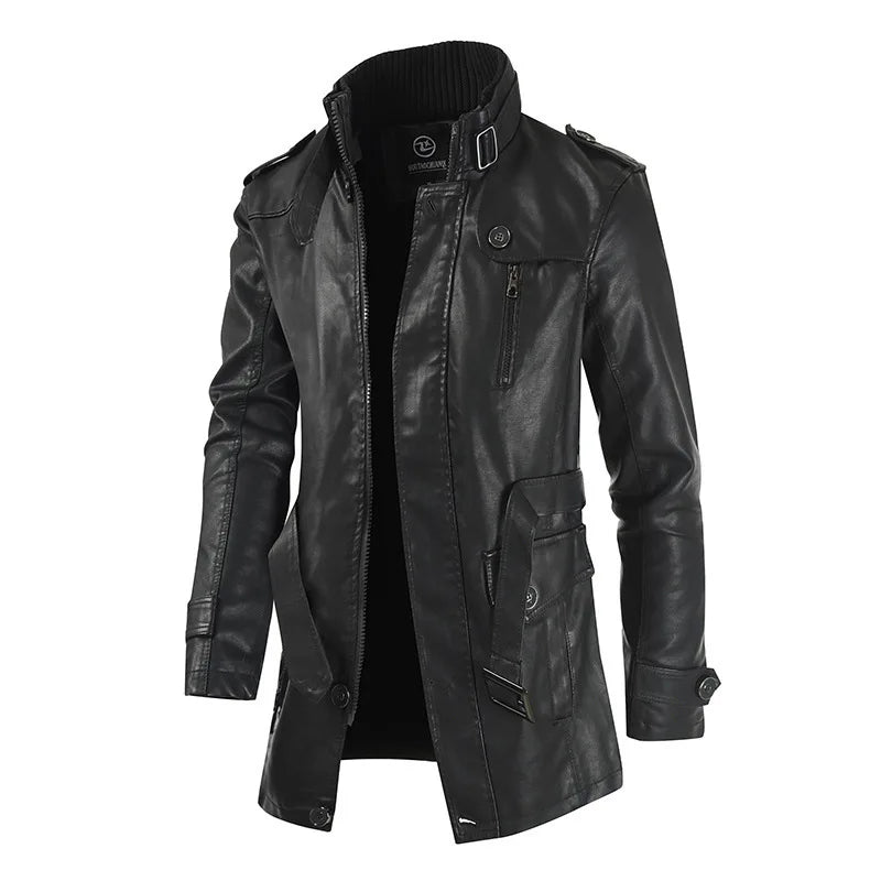 Jaqueta Longa de Couro Masculina