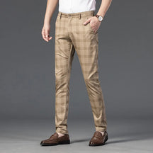 Calça Casual Masculina Xadrez Listrada