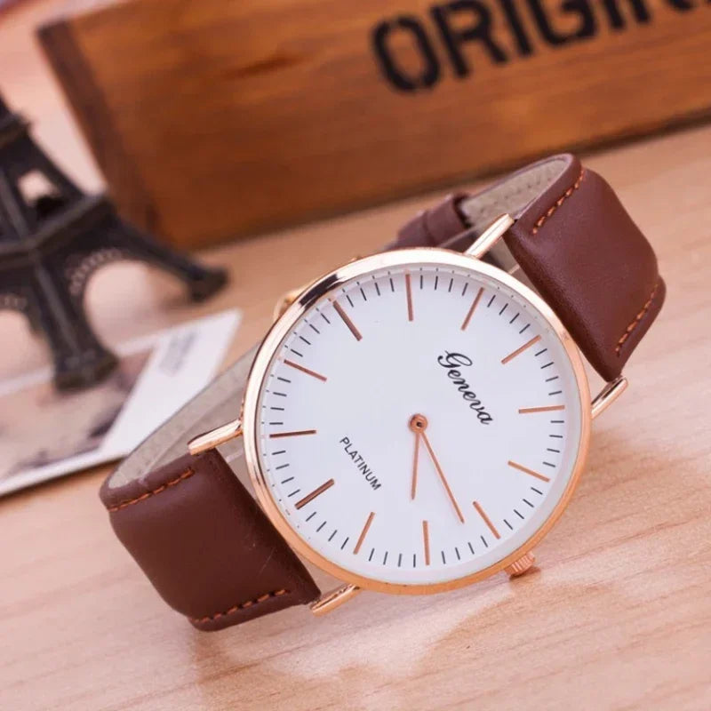 Relógio Masculino Casual Ultra Fino em Couro