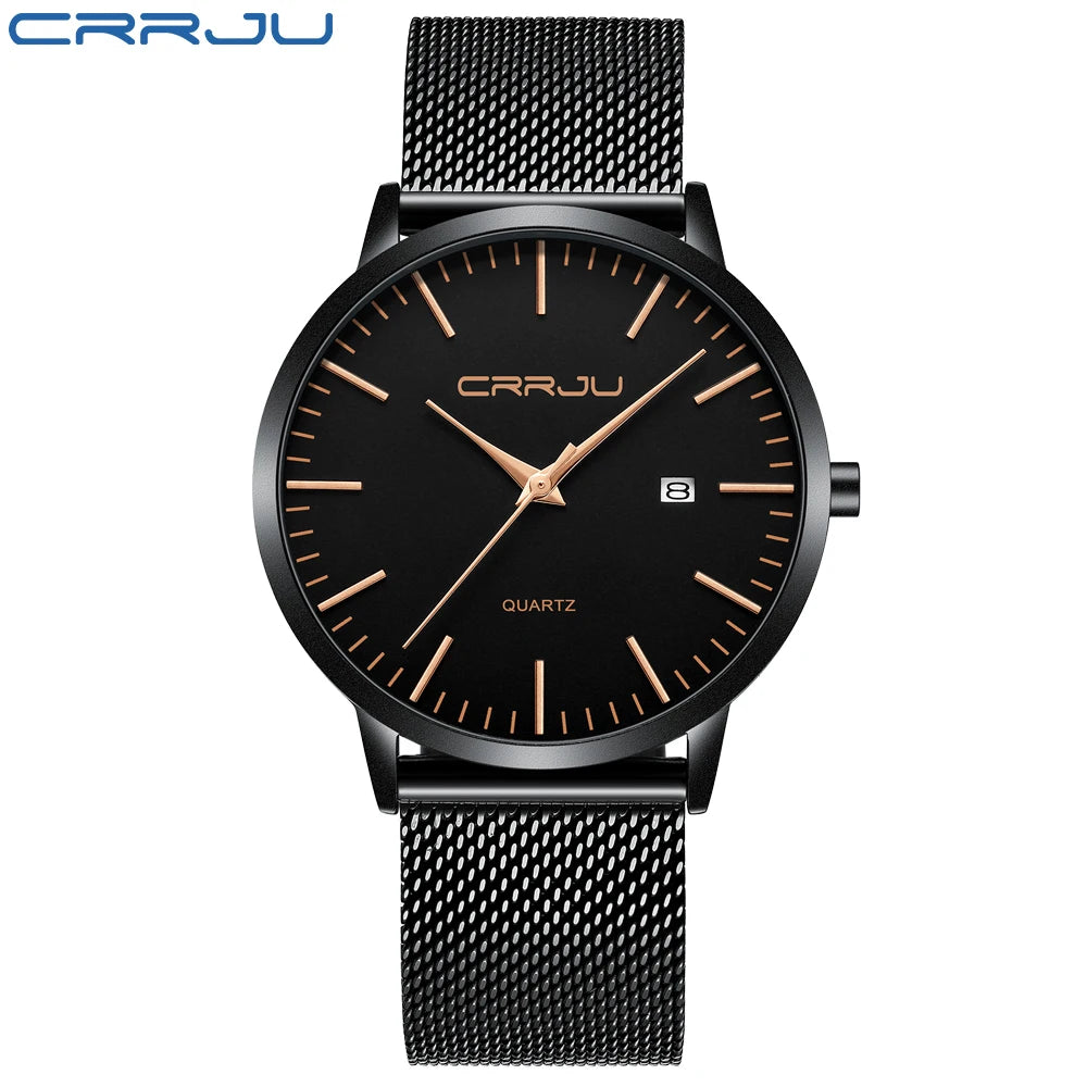 Relógio Masculino Ultra Fino CRRJU à Prova D'Água