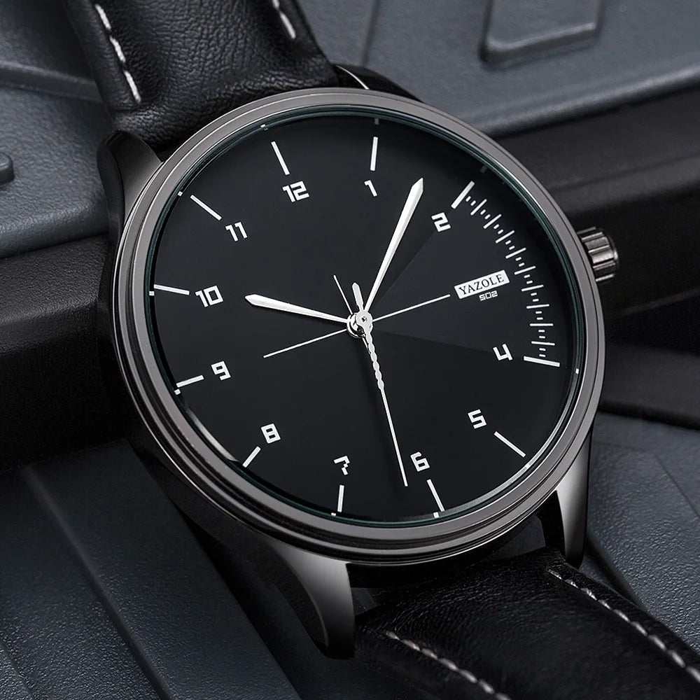 Relógio Masculino de Couro Yazole - Elegância e Estilo