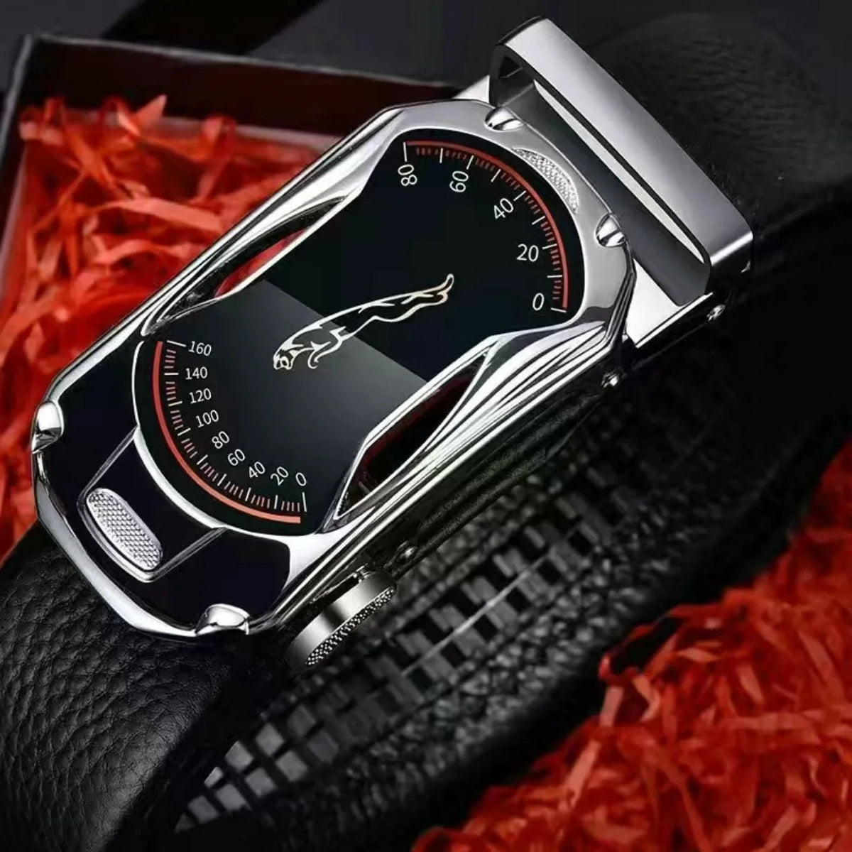 Cinto Masculino Jaguar de Couro com Fivela Automática
