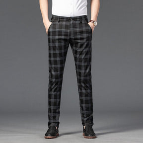 Calça Masculina Casual Xadrez Listrada