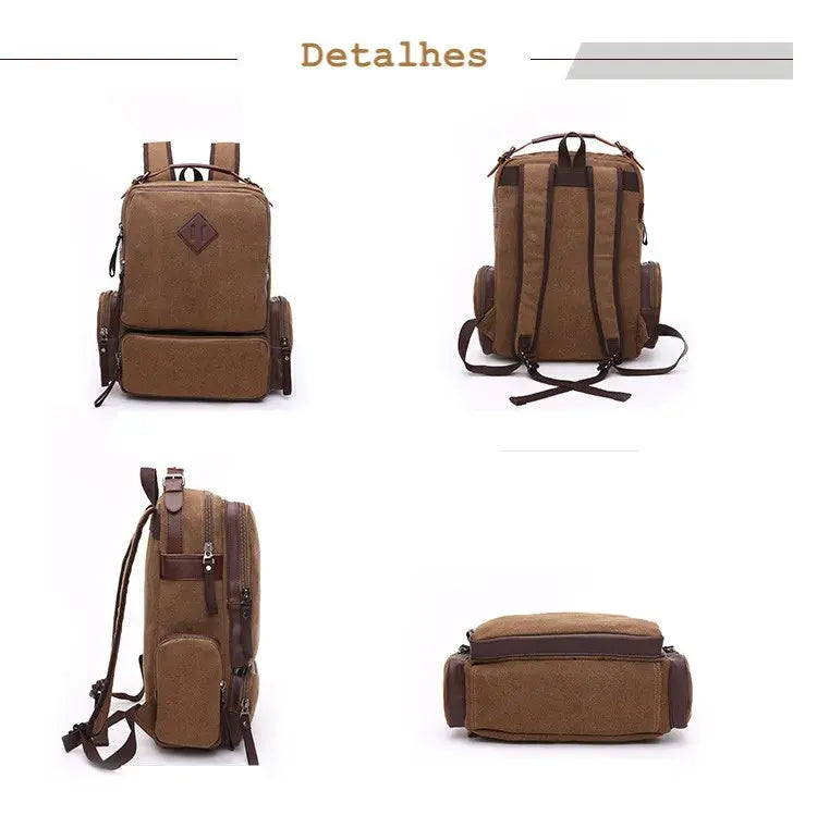 Mochila Executiva de Lona com detalhes em Couro Romenzi RZ069