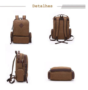 Mochila Executiva de Lona com detalhes em Couro