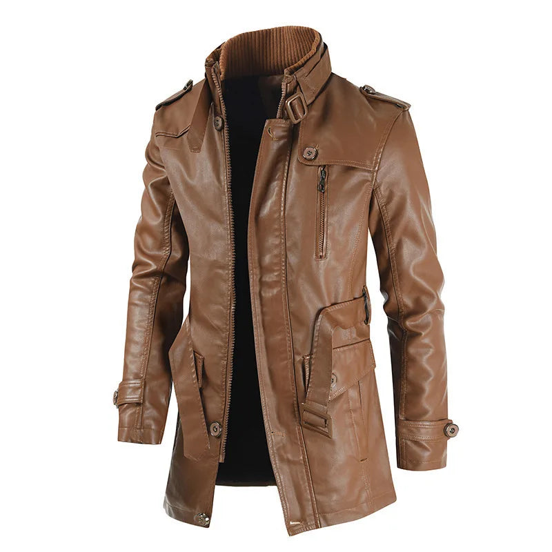 Jaqueta Longa de Couro Masculina