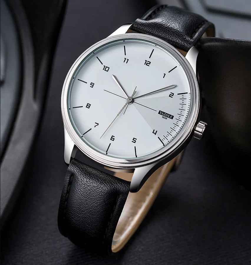 Relógio Masculino de Couro Yazole - Elegância e Estilo