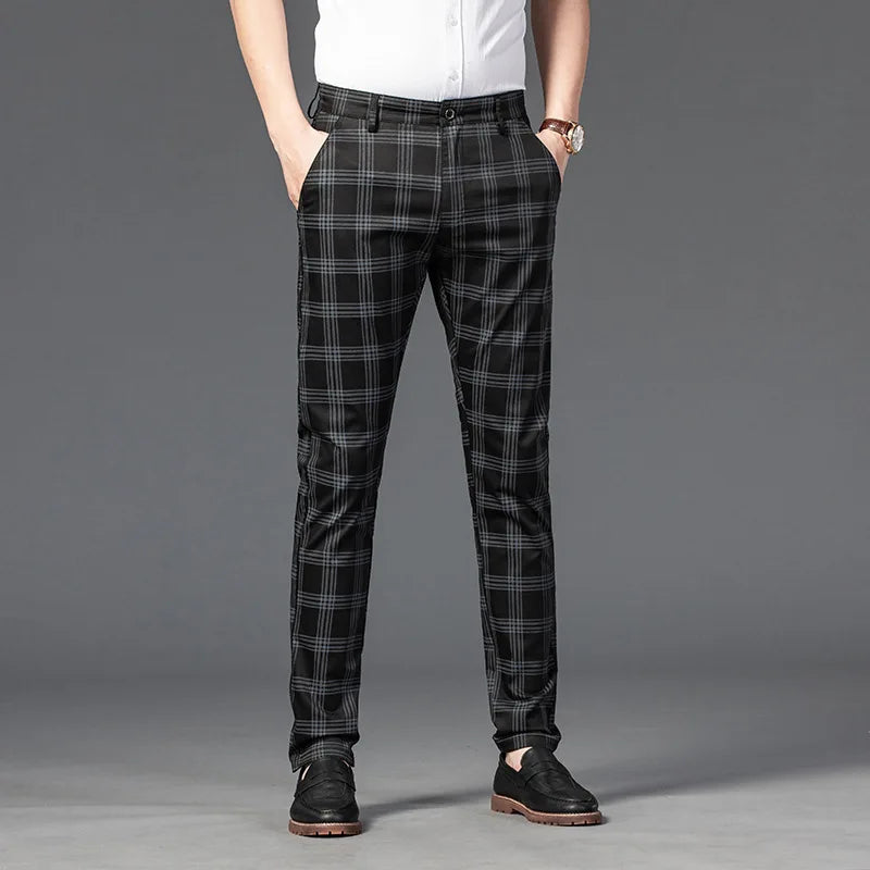 Calça Casual Masculina Xadrez Listrada