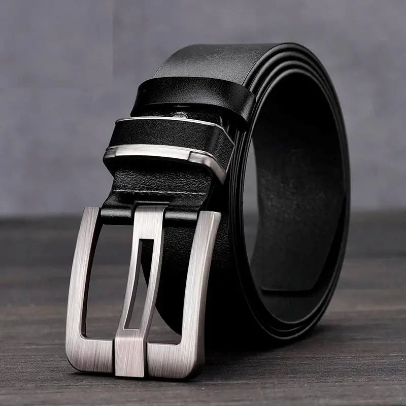 Cinto de Couro Casual Masculino com Fivela Metálica