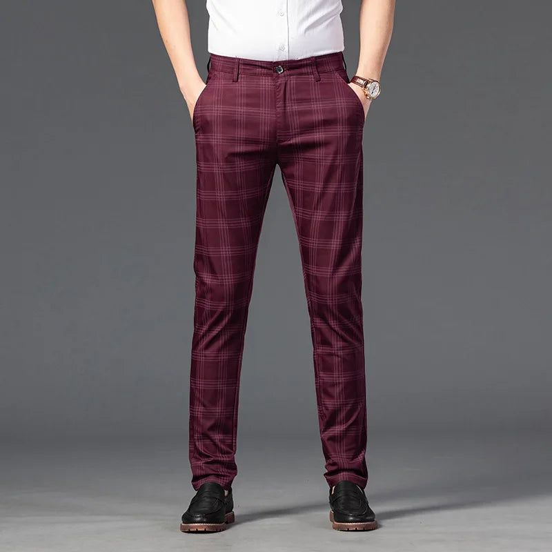 Calça Casual Masculina Xadrez Listrada